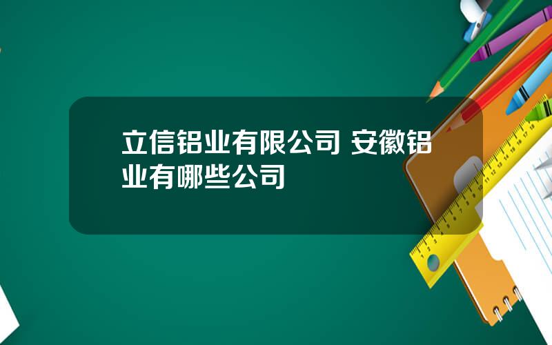 立信铝业有限公司 安徽铝业有哪些公司